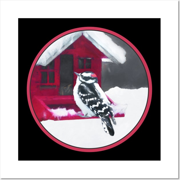 Downy Woodpecker on Feeder Wall Art by Alpen Designs